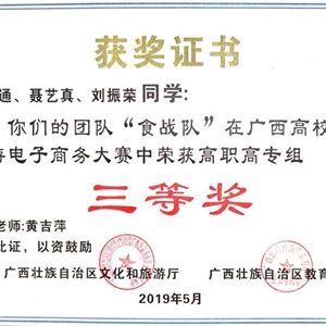我校代表队获广西高校首届旅游电子商务大赛三等奖